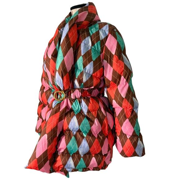 EUC $450 Rachel Antonoff Colorful Argyle Belted Puffer - Size Small - Picture 5 of 14